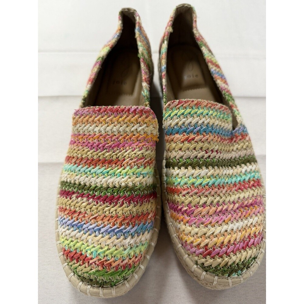 Joie Cara Women's Striped Colorful Espadrille Platform Slip-on Flats Loafers 10